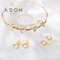 Ason Gold Plated Clip on Lightning Blue Star and Moon Earrings Women Hyposensitivity Wholesale Stainless Steel Hoop Earrings