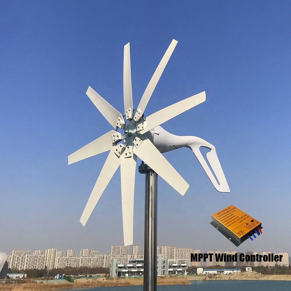 Free Shipping to US EU White Horizontal Axis Wind Turbine with Low Wind Speed Start Windmill Power Generation Wind Generator