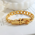 Trend Pvd Gold Plated Stainless Steel Thick Chain Press Buckle Watch Strap Buckle Bracelets for Women