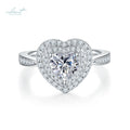 Silver 925 Original Brilliant Cut 1 Carat Diamond Test Past D Color Heart Moissanite 2 Circles Wedding Ring Women Fine Jewelry