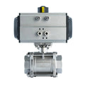 Stainless Steel SS304 SS316 Thread 2 Inch 3 Pieces Pneumatic Actuator Ball Valve 1 1/2'' DN32