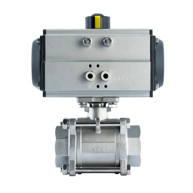 Stainless Steel SS304 SS316 Thread 2 Inch 3 Pieces Pneumatic Actuator Ball Valve 1 1/2'' DN32