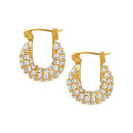 Luxury Waterproof 18K Gold Plated Full Zircon Paved Earrings Stainless Steel U Shape Cubic Zirconia Hoop Earring Jewelry YF3275