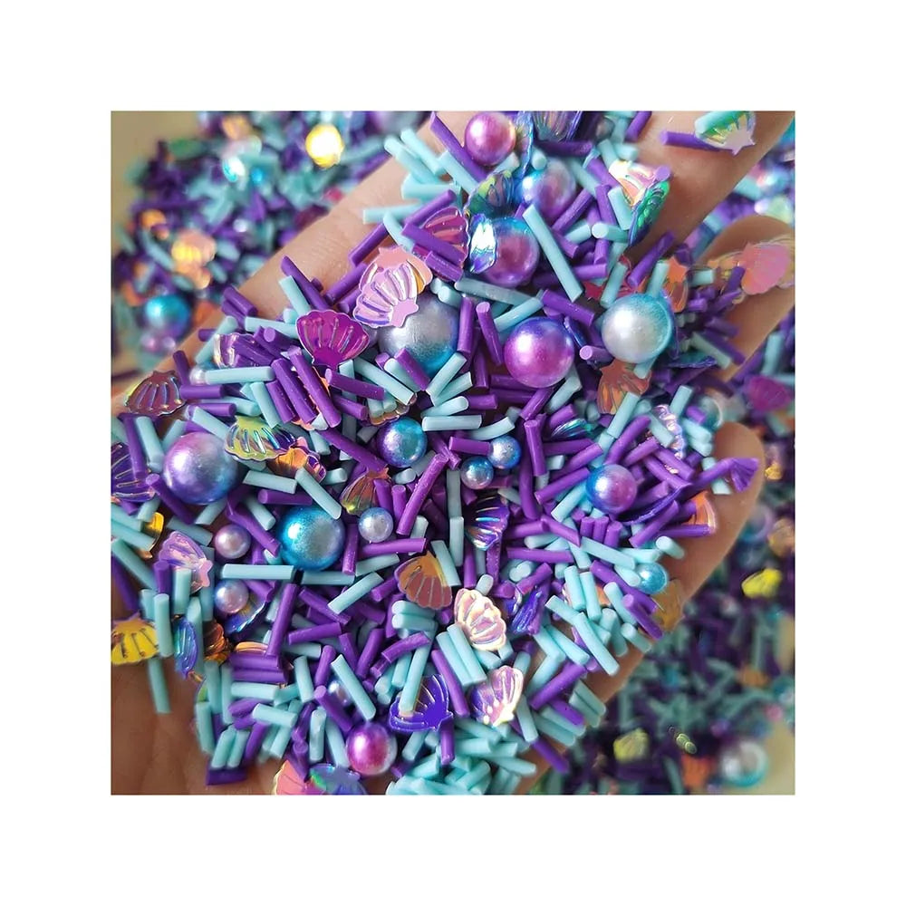 Acrylic Mermaid Pearl Beads Shell Glitter Sequins Polymer Clay Slice Long Candy Sprinkles Decor for Shakers Slime Craft Fillers