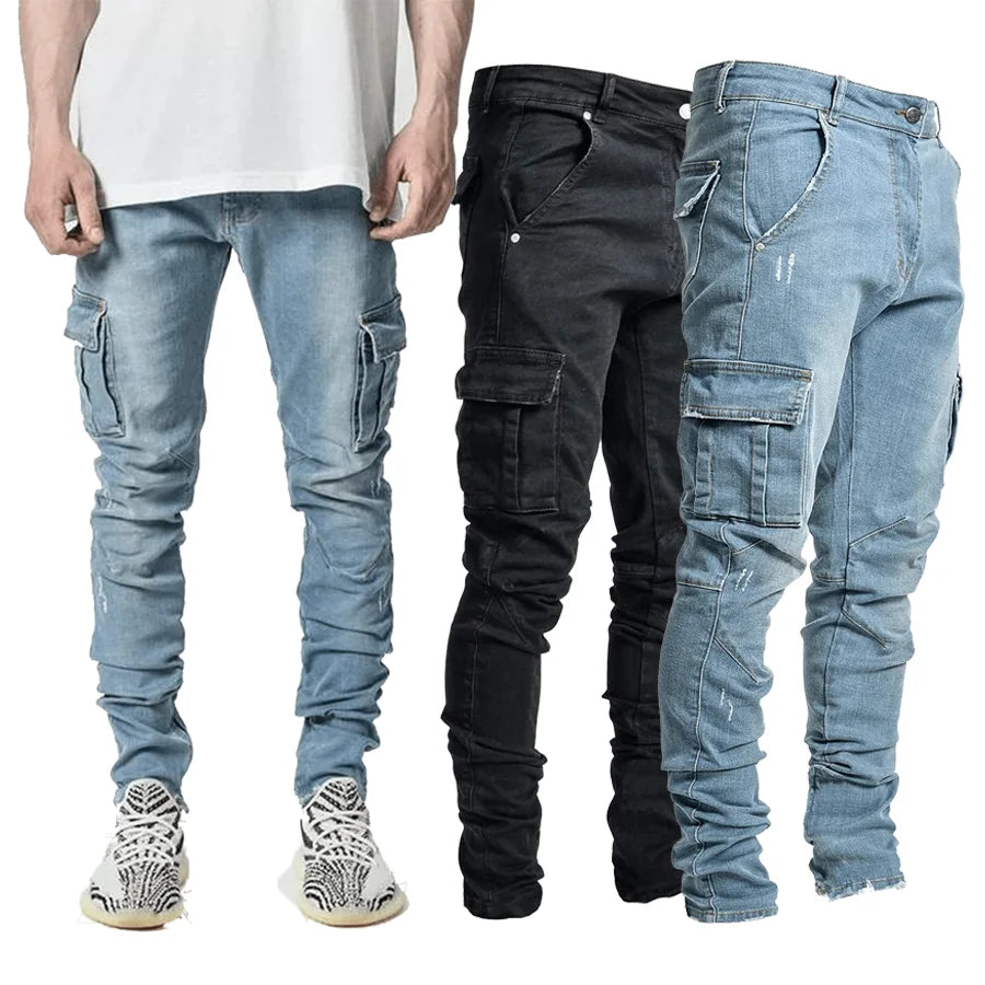 2022 New Arrival Hot Sale Fashionable Designer Pocket Cargo Skinny Stacked Jeans for Men