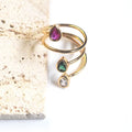New Stainless Steel Creative Jewelry Gold Plated with Zirconia Cz Diamonds Colored Multi Ring Opening Finger Rings for Women