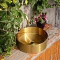 Stainless Steel 304 Nano Gold Round Topmount Above Counter Wash Basin Bathroom Sinks with Pop up