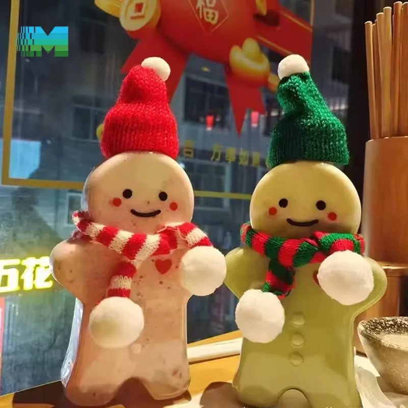 Free Sample 250ml Cartoon Shaped Jar Pot En Plastique Printed Custom Hat Scarf Plastic Christmas Plastic Jars for Food Lid