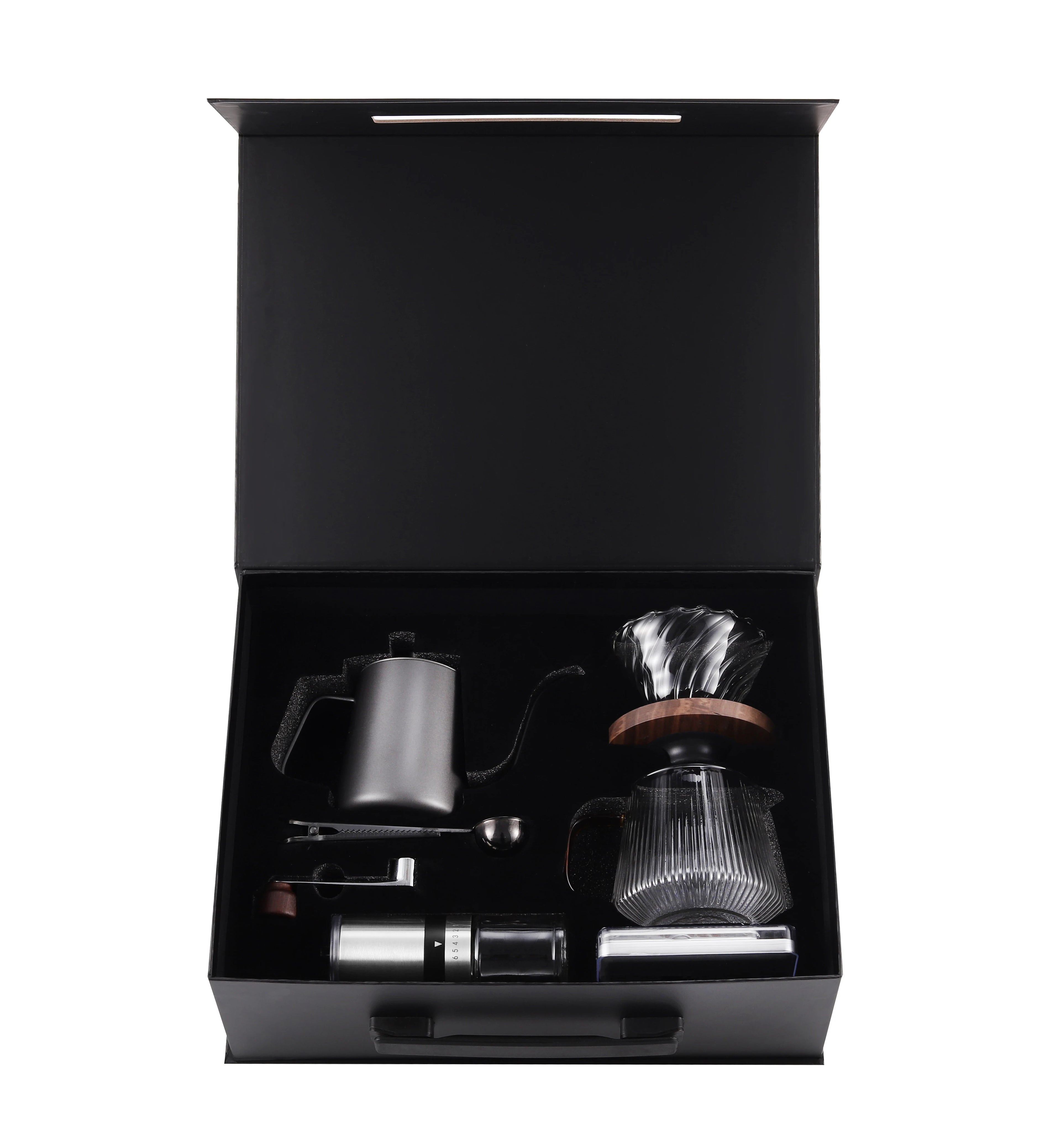 Premium Gift Box Outdoor Travel Drip Coffee Coffee Set with Manual Coffee Grinder Filter Kettle Pot Scale Spoon