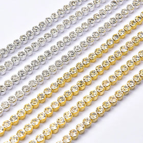 3 4 6mm Round Rhinestone Cup Chain Non-claw Don't Hook Clothes Glass Crystal Trim Sew on Shoes Bags Dress Accessories