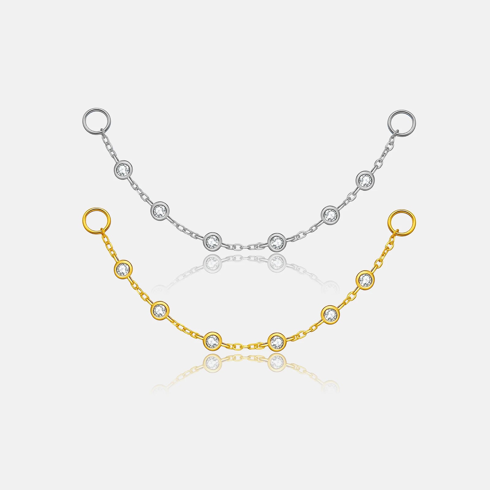 FUAMAY Fashion Water Drop Zircon Chain Studs Decoration 18K Gold Plated 925 Sterling Silver Personalized DIY Earrings Decoration