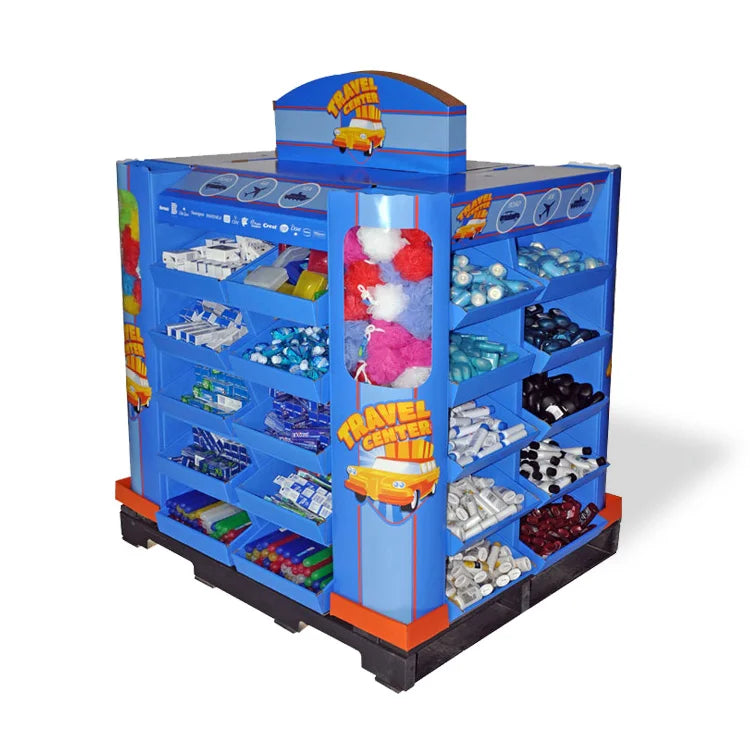 Custom Corrugated Cardboard Floor Display Racks for Toys Products Sales Promotion ISO9001 Certified