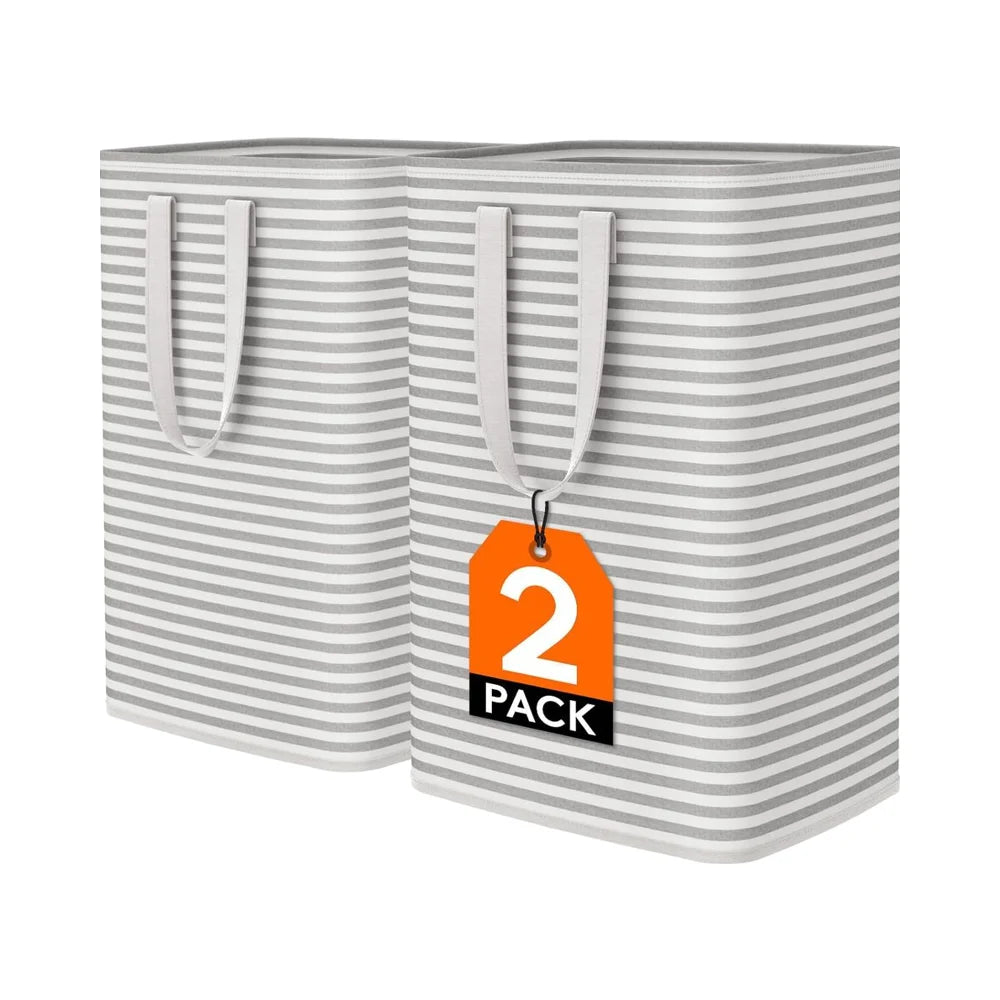 2 Pack 80L Large Collapsible Laundry Baskets Freestanding Waterproof Clothes Hamper