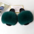 Women's Autumn Real Fox Fur Anti-Slip for Slippers Sandals Height Increasing Breathable Comfortable