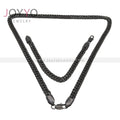 Men Hip Hop Cuban Chain Stainless Steel Male Mossanite Jewelry Set Black Plated Chain Necklace Bracelet Set