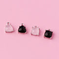 Tiny 925 Sterling Silver Bezel Pink Black Zircon Square Drop Charm for DIY Jewelry Making Supplies
