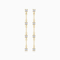 Fine Jewelry 14K Gold Plated Chain Round Cut White Cubic Zircon 925 Sterling Silver Link Drop Earring