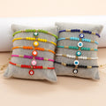 Jingcan Crystal Wholesale Women Multi Colors Crystal Bead Bracelet Adjustable Seed Beads Beaded Evil Eye Bracelet