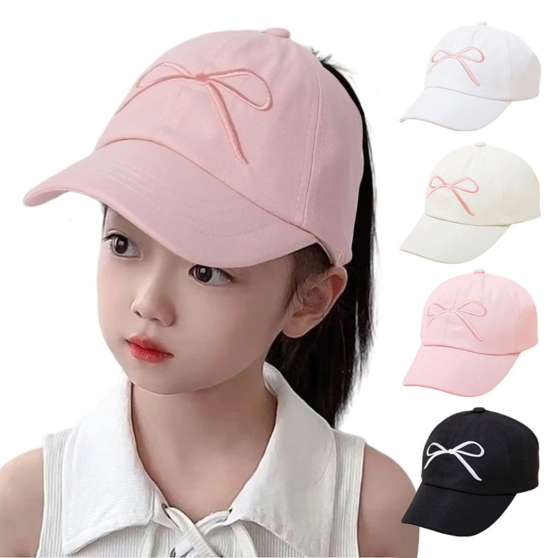 Landfond Wholesale Summer Embroidered Bowknot Denim Baseball Cap for Girl Jeans Cotton Sports Dad Hat