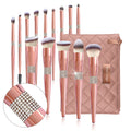 High Quality Diamond Metal Soft Fiber Hair Eco Friendly Vegan Rose Gold Makeup Brush Set Custom