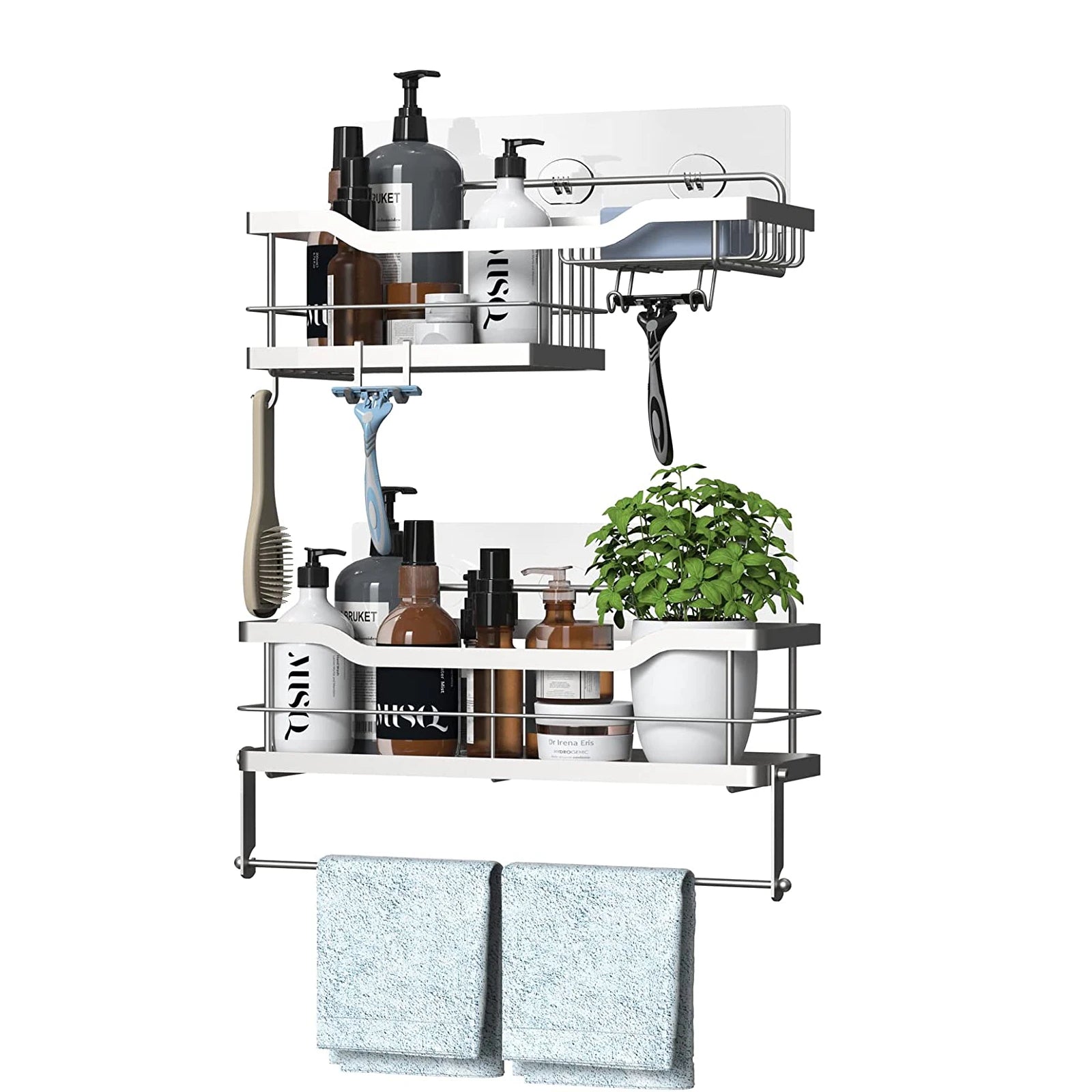 HONGDEC Corner Bathroom Shower Shelf Organizer Rack-Modern Steel Brushed Finish