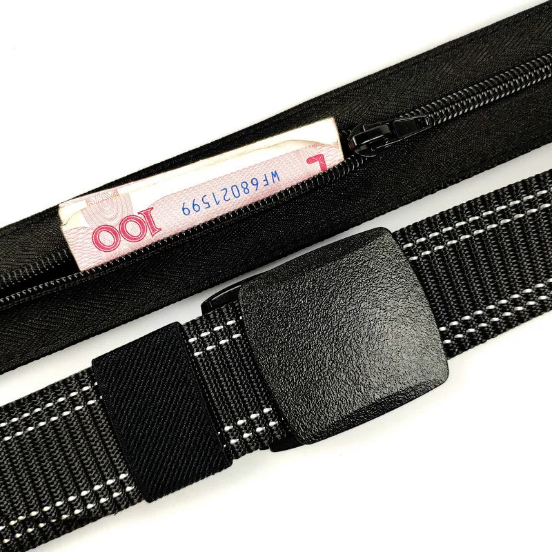 Travel Anti-theft Belt Plastic Buckle Hidden Zipper Money Belt Bag Men and Women Wallet Belt Bag
