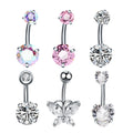 316L Surgical Steel Fashion Style Belly Button Rings Heart Zircon Navel Rings Butterfly Belly Ring Women Piercing Jewelry
