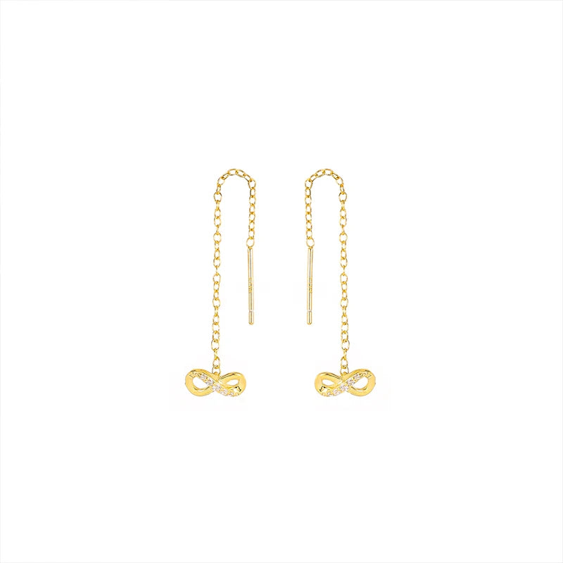 Wholesale 925 Sterling Silver Jewelry Infinity Custom Drop Zircon Rhinestone Long Tassel Earrings With logo