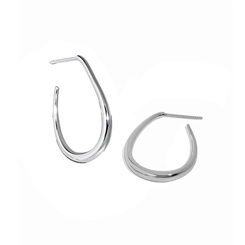 WMEF539 S925 Sterling Silver Teardrop Hoop Earrings Hypoallergenic 18K Gold Plated Oval Hoop Earrings for Women Girls