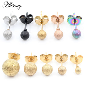 Wholesale 20g Stainless Steel Frosted Scrub Matte Ball Stud Earrings Punk Ear Tragus Ear Piercing Taper for Men Women