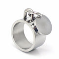 Custom Stainless Steel Ring Jewelry Wide Knuckle Ring with Round Blank Charm Custom Name Logo Personalized Engraved Ring Band