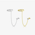 FUAMAY Trendy 18K Gold Plated Zircon 925 Sterling Silver Star Chain Drop Clip Hoop Solitaire Small Stud Earrings Wedding Party