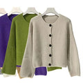 CIS Knitwear Manufacturers Sweater Women O-neck Cardigan Lantern Sleeve Single Breasted Jacket Top Loose Knitwear Cardigan