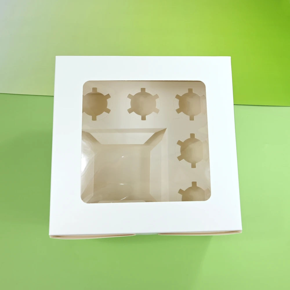XJH Clear Bento Cake Lunch Box Clear Bento Cake Box With 5 Cupcake Insert Bento Plus 5 Cupcake Box