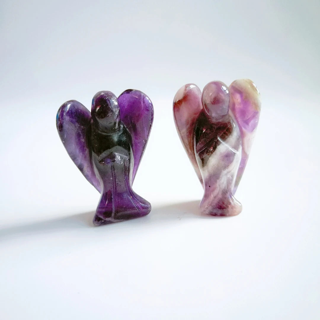 Huiying Home Carving Stone 1.5 Inch Amethyst Angel Statue for Sale Crafts