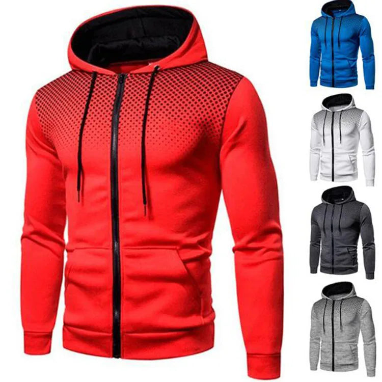 Fashion Zipper Men Hoodies Casual Autumn Long Sleeve Fleece Warm Men Hooded Sweatshirt Streetwear Male Clothing