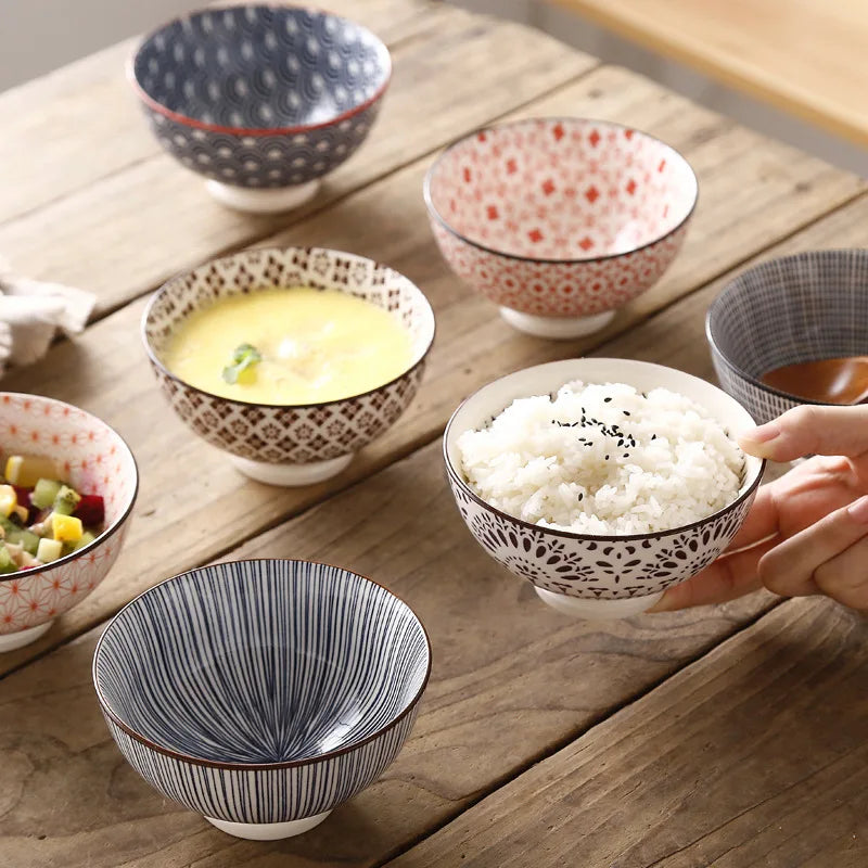 Ceramic Bowl for Restaurant Simple Underglazed Colorful Tableware Creative 4.5-inch Household Bowl Small Rice Bowl
