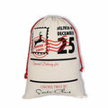 Good Quality Custom Logo Printed Christmas Natural Color Canvas Cotton Large Canvas Drawstring Christmas Bags