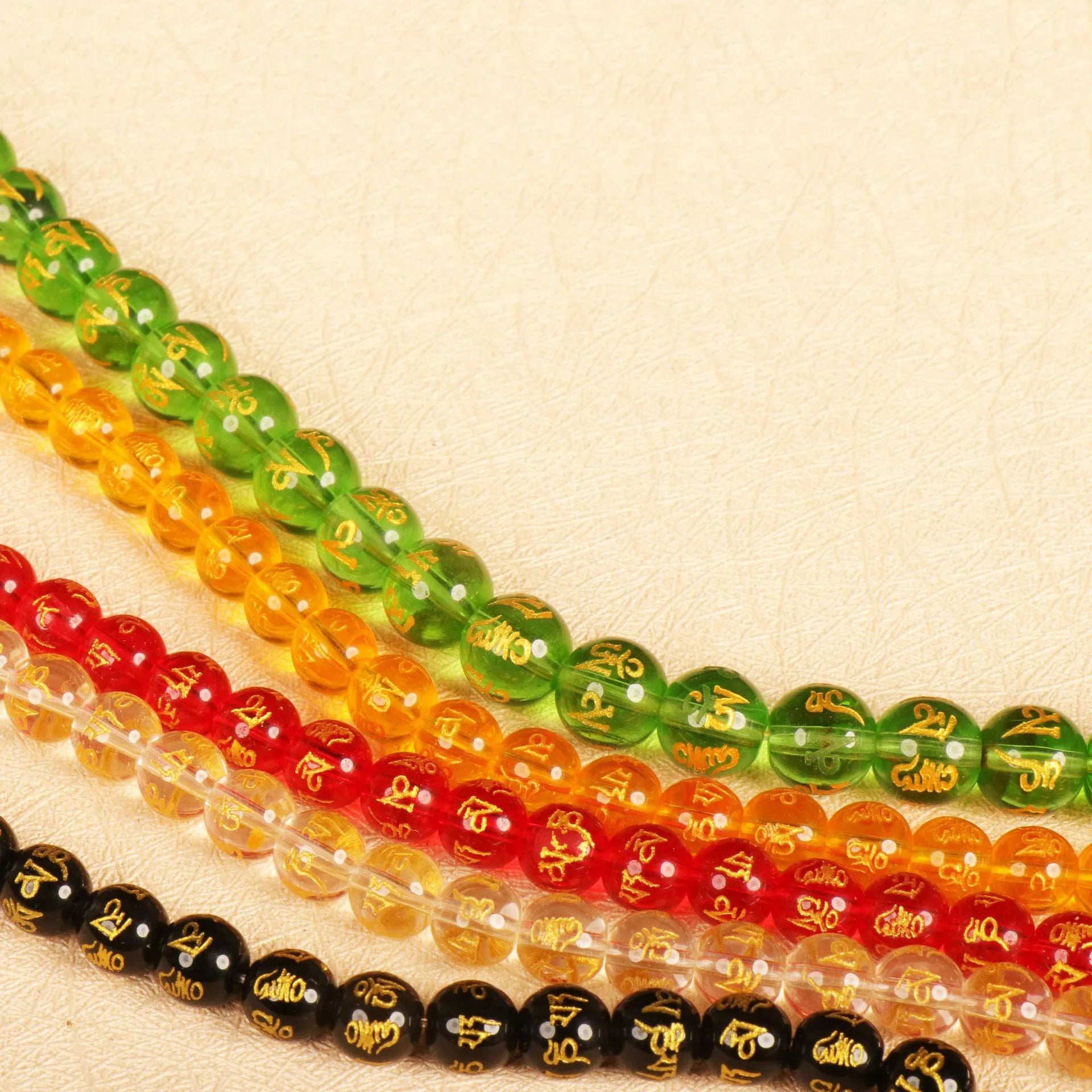 Wholesale DIY Scripture Letter Round Loose Beads Strands Om Mani Padme Hum Crystal Glass Beads for Jewelry Making