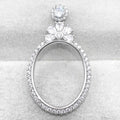 Sterling Silver 20*26/22*28mm Semi Mount Pendant Empty Frame Blank Support Setting S925 Base Without Center Stone for DIY Inlay