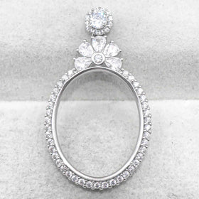 Sterling Silver 20*26/22*28mm Semi Mount Pendant Empty Frame Blank Support Setting S925 Base Without Center Stone for DIY Inlay