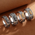 Couple Opening Ring Accessories Six-character Mantra Prayer Tube Ring Vintage Thai Silver Pixiu Ring Gifts for Women Men