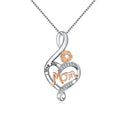 GP130 I Love You Forever Mom 925 Sterling Silver Rose Flower Heart Mama Necklace Pendant for Mother's Day Gifts