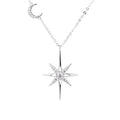 Luxury Jewelry 925 Sterling Silver Moissanite Diamond Starburst North Star Pendant Necklace for Women Rhodium Plated