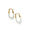 Hot Trendy Chunky U Oval Loops Enamel White Clip-on Earrings for Unisex Anniversary
