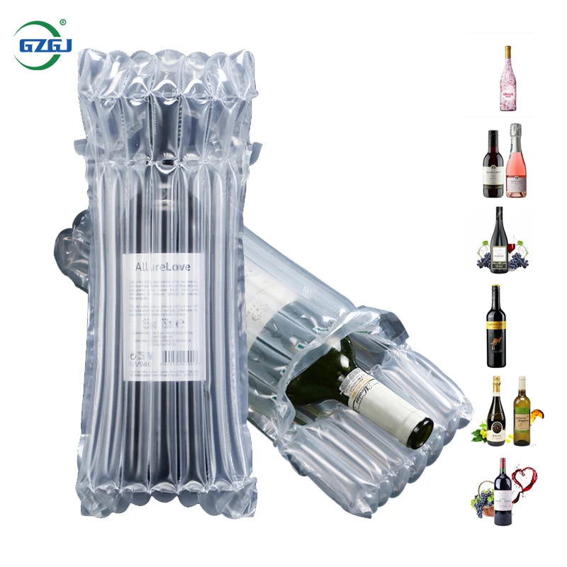 GZGJ Wine Bottle Travel Protector Inflatable Air Column Protective Film Shock-proof Clear Nylon+PE Material Transportation