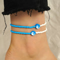 2pcs Pack Glass Seed Beads Foot Chain Ankle Bracelet Anklet Jewelry Bohemian Styles with Yinyang Bead Charm for Women