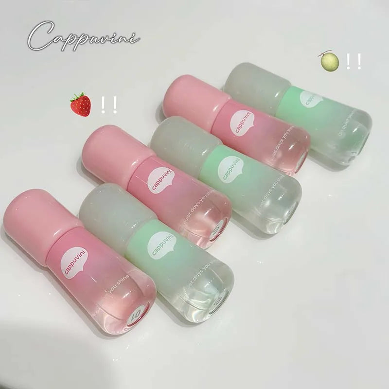 Cappuvini Private Label Fruit Flavored Lip Protection Oil Clear Pseudo Natural Moisturizing and Hydrating Lip Gloss