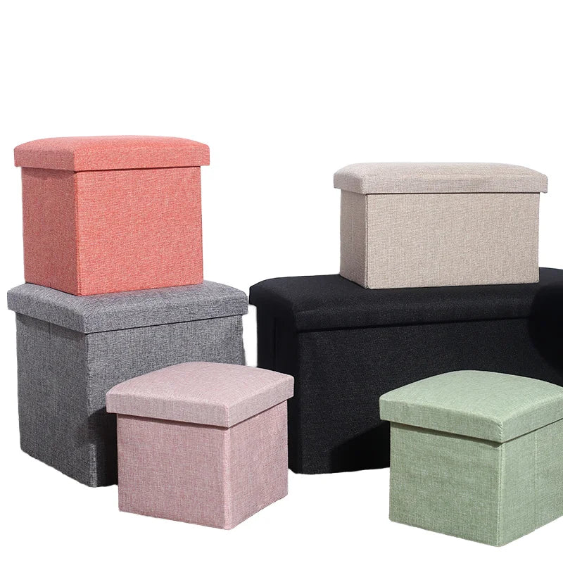 Multifunctional Home Linen Stool Practical Rectangle Ottoman for Clothing Fabric Storage Boxes & Bins