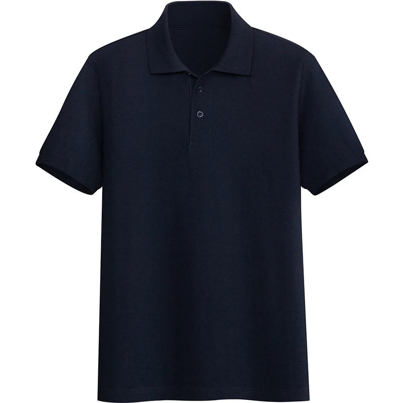 220g 100% Cotton Pique Men's Short Sleeve POLO Shirt Breathable Business Casual Men's Tee Embroidered Custom Polo Shirt